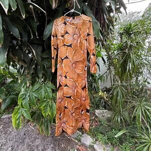 True vintage 1970s full length floral maxi dress women’s French designer Small